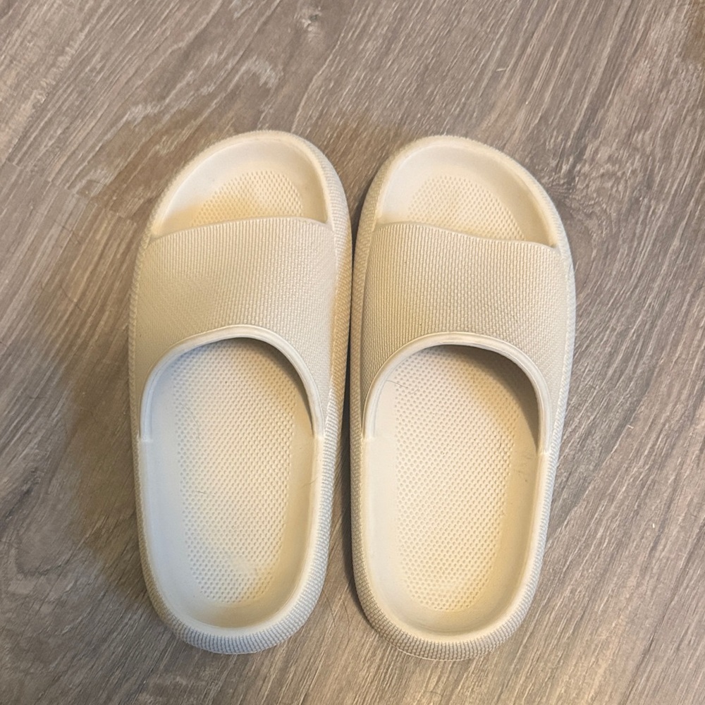 Cream Slide Sandals